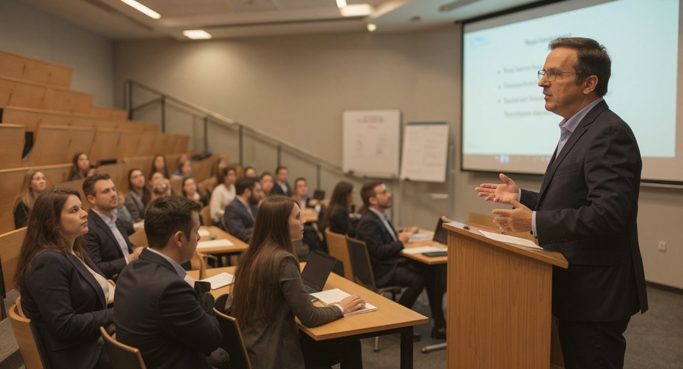 Roberto Kamel Teaching in University Lecture Hall